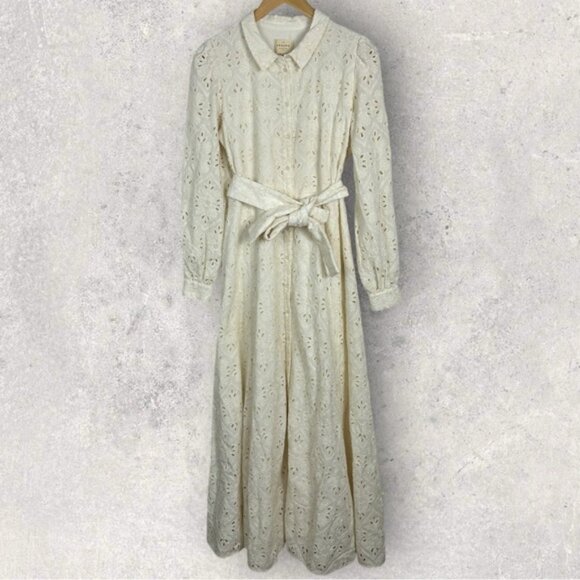 Sezane Bella Dress Ecru Embroidery White Size 40 French US 8 Romantic Maxi Boho - Picture 3 of 16